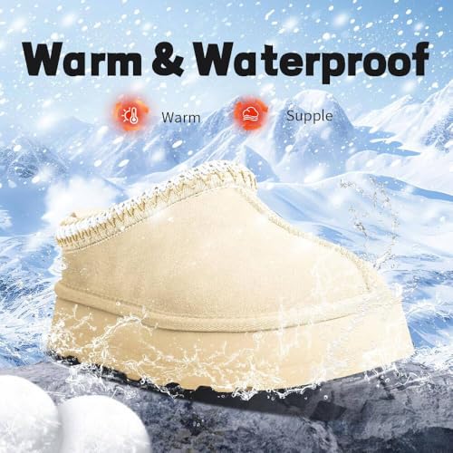 Women's Platform Slippers Comfy Mini Boots Fur Fleece Lined Short Ankle Boot Fluffy House Slippers for Indoor Outdoor3