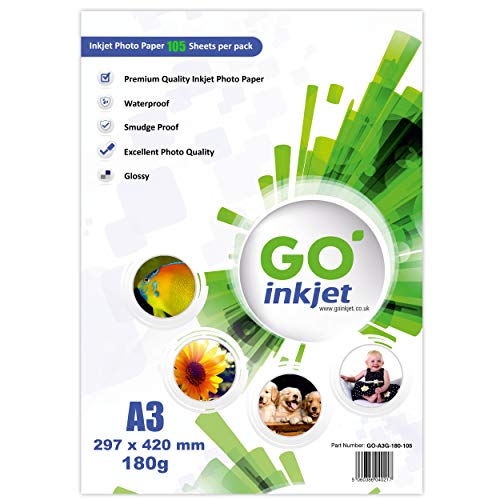 GO Inkjet A3 glanzend fotopapier, 180gsm, 100 vellen plus een extra 5 vellen