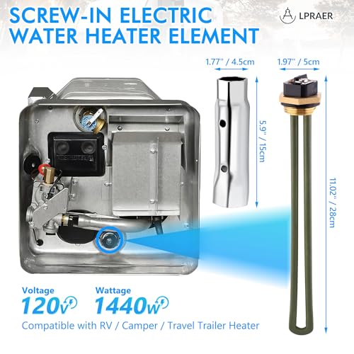 Image of 2 Pack 520900 RV Water Heater Element & Dual Hex Wrench Removal Tool Kit,1440W 120V Electric Hot Water Heater Element Replacement Parts for 520789 232794 Suburban RV SW Series