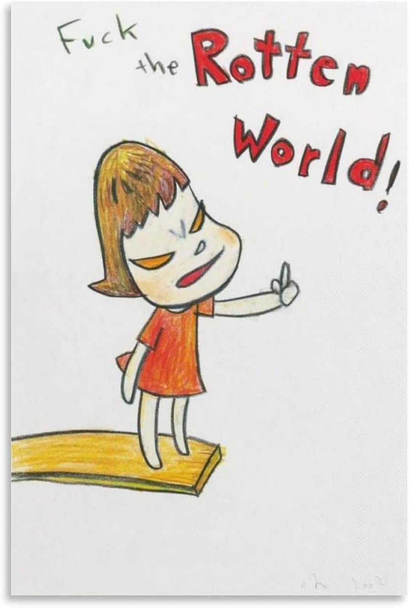 ZZYGGN GMGSW Yoshitomo Nara Posters Illustration Doll Canvas Painting Yoshitomo Nara Wall Art Cartoon Prints Modern Picture for Room Wall Decor 16x20in Unframed
