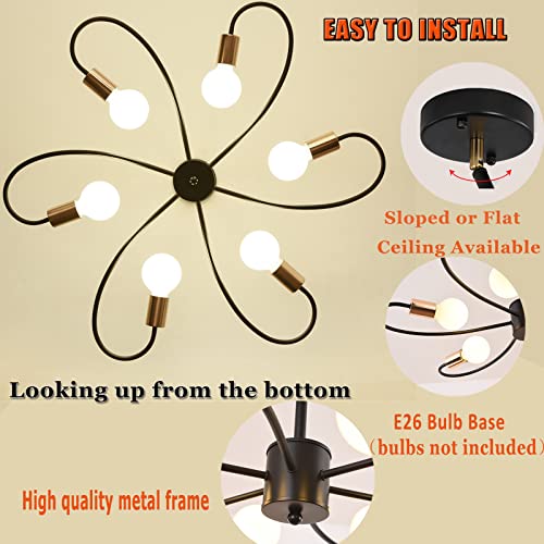 Qcyuui Lampadari Sputnik a 6 luci, Plafoniera