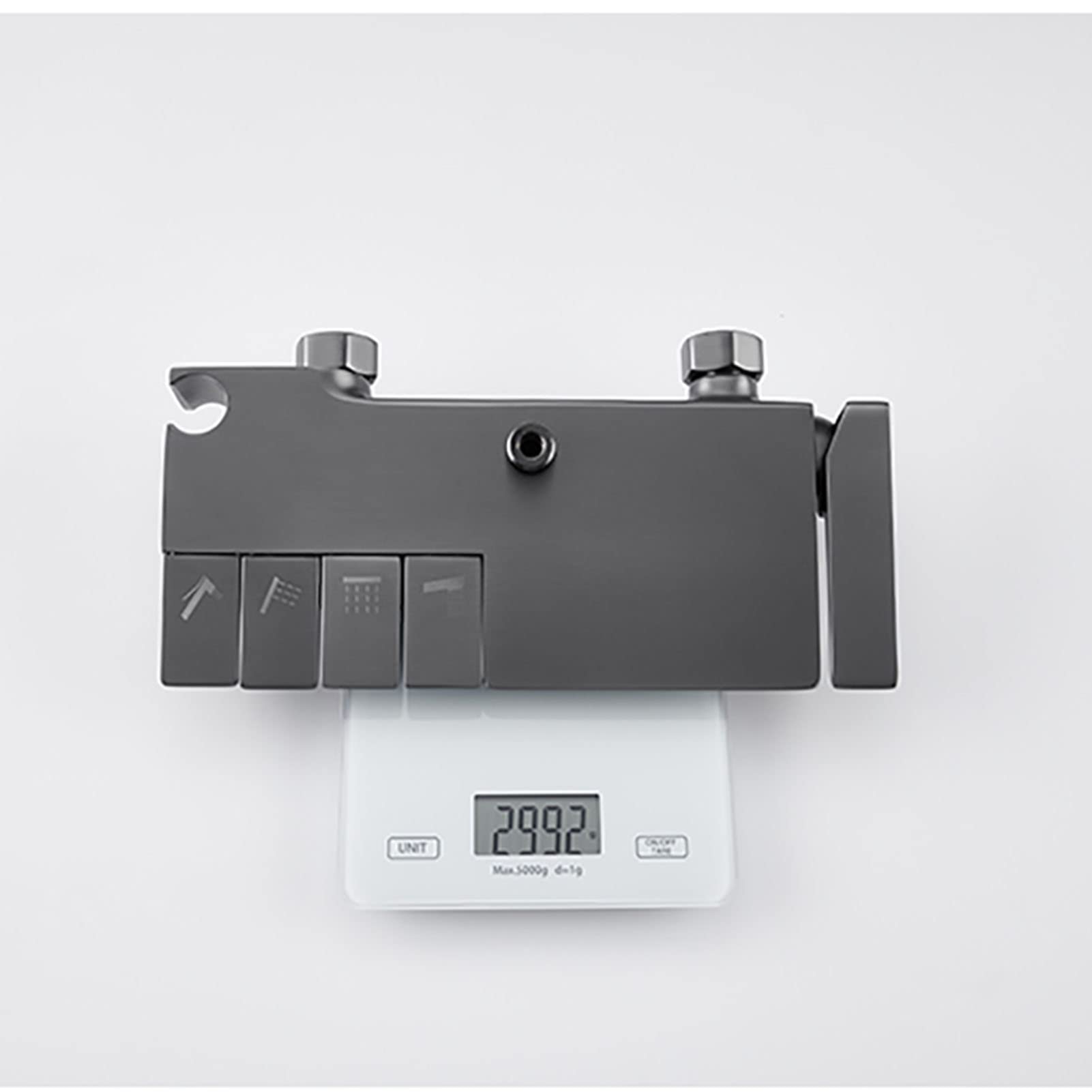 Set di rubinetti per Vasca e Doccia Grigio, soffione Doccia a Pioggia con doccetta, beccuccio per Vasca, spruzzatore per Bidet, Sistema Doccia a 4 funzioni, Miscelatore per Vasca e