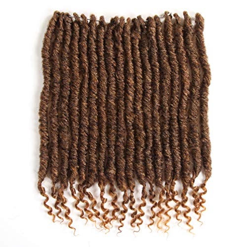 FASHION IDOL 12 Inch Goddess Locs Crochet Hair Pre-looped Faux Locs Crochet with Curly Ends Straight Twist Braids Dreadlocks Kanekalon Crochet Braids Hair Extensions 6 Packs (12 Inches, T430/M445)