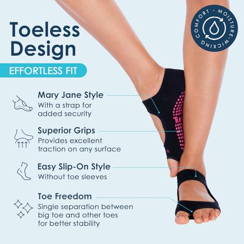 Image of Barefoot Toeless Grip Socks 2-Pack, Allegro, Rotation Set for Pilates Women | 70% Recycled Cotton, Traction Dots, Reformer, Yoga, Barre, Dance, Left Right Specific Knit, Moisture Wicking, Washable