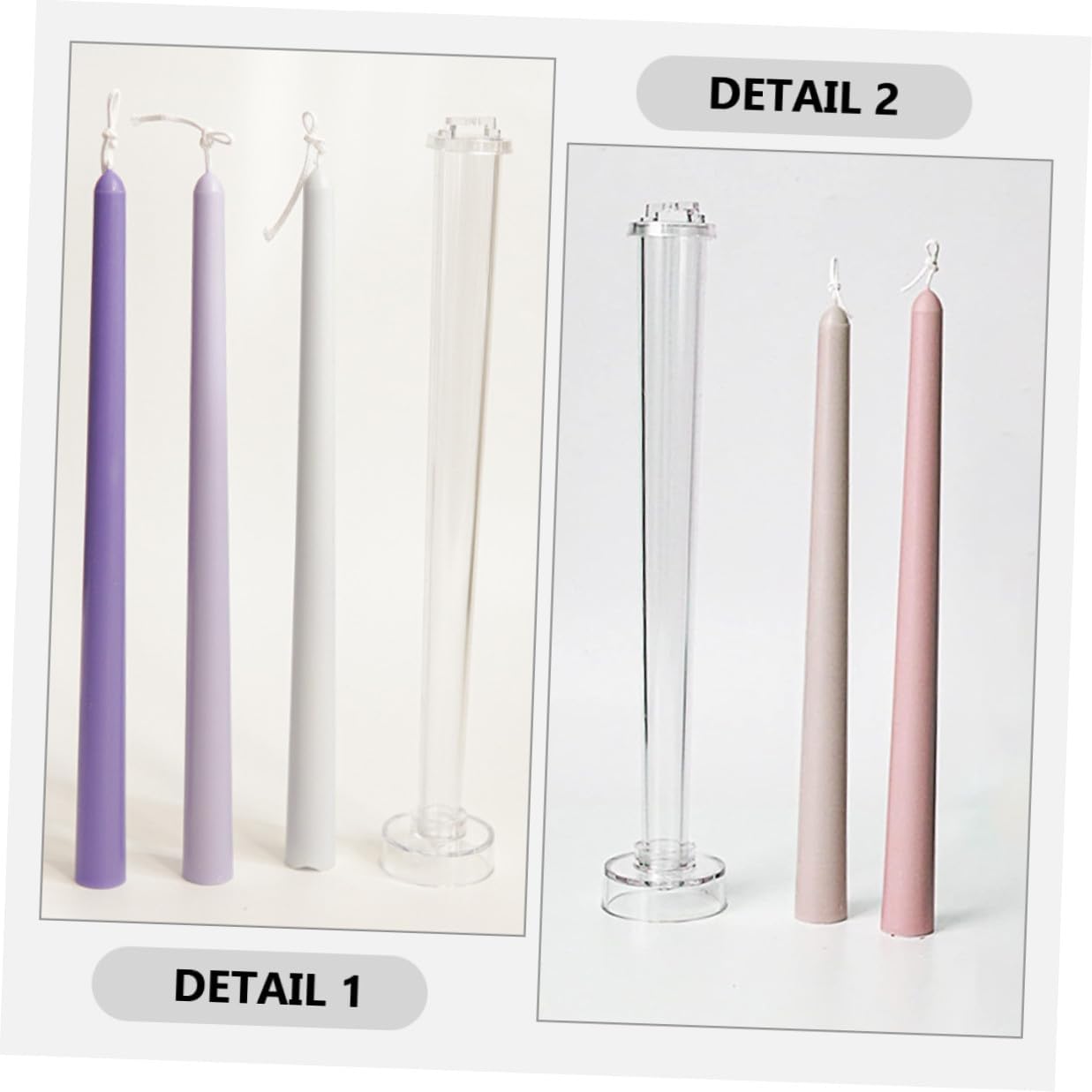 3pcs Plastic Taper Candle Molds for DIY Xmas Candle Making