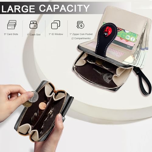 Image of Sunwel Fashion Girls Cutest Prints Wallet Card Slots Small Wallet with Zipper Coin Pouch Wallet for Women