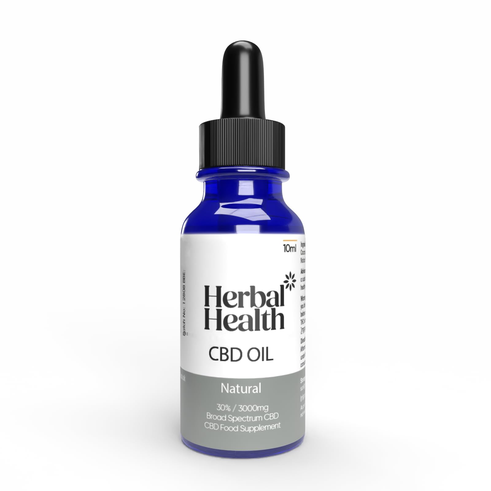 Herbal Health CBD Oil Drops 3000mg 10ml – High Purity Natural Flavour Broad Spectrum 30% CBD Oil for Sleep & Anxiety Relief for Adults, THC-Free, Ideal for CBD Drinks