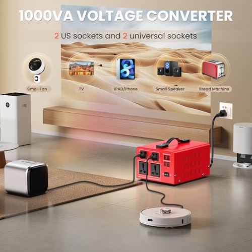 Image of 1000W Voltage Transformer Power Converter(110V to 220V, 220V to 110V) Step Up /Down Converter 110 /120 Volt - 220 /240 Volt w /US Power Cord, LCD Display, 2 US Outlets, 2 Universal Outlet