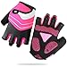 HNOOM Gants VTT, Gants de Vélo Demi-Doigt, Gants Cyclisme pour Hommes et Femmes, Bicyclette Gants Gel Rembourrés Anti-Choc Respirant Eté (Rose, S)