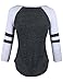 makeitmint Women's Color Contrast 3/4 Stripe Sleeve Baseball T-Shirt Top Large YIQ0002_Black