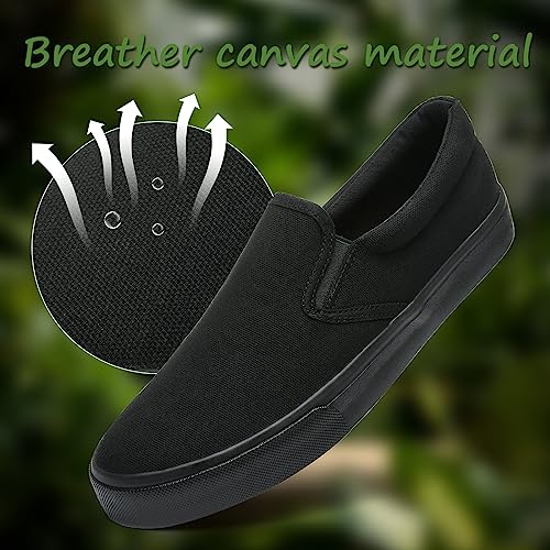 Image of yageyan Mens Slip on Sneakers Loafers Shoes Canvas Black Shoes Canvas Blue Casual Fashion Shoes