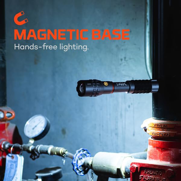 NEBO SLYDE King 4K Work Flashlight | 4000 Lumens, 7 Light Modes, Magnetic Base, Rechargeable COB & LED Tactical Light, Waterproof, Great for Camping, Includes USB-C Charging Cable