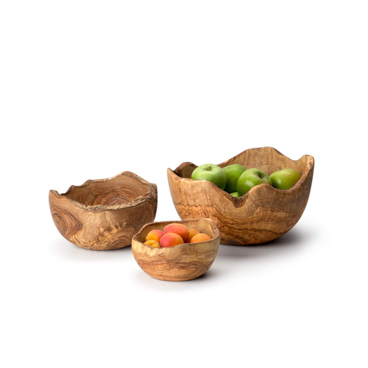 Continenta Miska z naturalnego drewna oliwkowego, Ø 30 cm, miska do serwowania w naturalnej formie, produkt naturalny, uszlachetniona olejem spożywczym, unikatowa