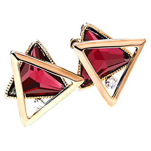 Merdia Pendientes Para Chica Con Triángulo Encantador Clip En Aretes (Burdeos)