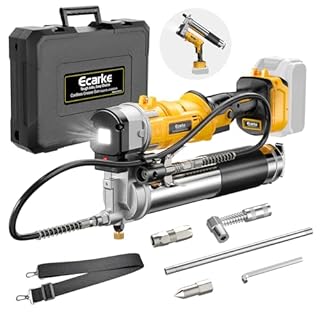 Ecarke Cordless Grease Gun Compatible with DeWalt 20V Battery, 12000PSI Max Electric Grease Gun, Dual Pistol & in-Line Grip, Works with Bulk & Cartridge Grease, with 39" Hose & 4 Couplers (Tool Only)