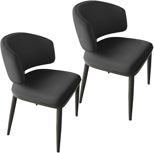 Miniatura 35 de YVYKFZD Juego de sillas de comedor de cuero, silla de comedor con respaldo curvado y patas de metal, sillas de cocina tapizadas, silla auxiliar