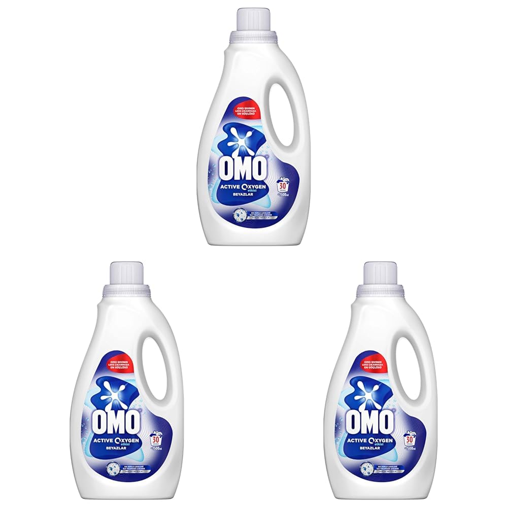 OMO Active Oksijen Etkisi Beyazlar İçin Sıvı Deterjan 1500 ml (3 paketi)