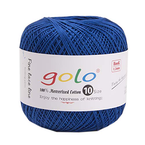 Image of golo Crochet Thread Size10 Yarn for Hand Knitting Sapphire Blue 169