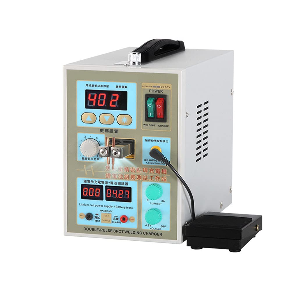 Puntatrice a Batteria, Pneumatica Doppio Impulso Alta Efficienza, con Luce LED, per Saldatura di Batteria, Acciaio Inox, Nichel e Altre Parti Ferramenta