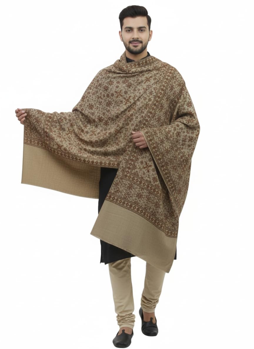 KAVIM Grey Wool Printed Men's Shawl KA-SWL-55-picture-22
