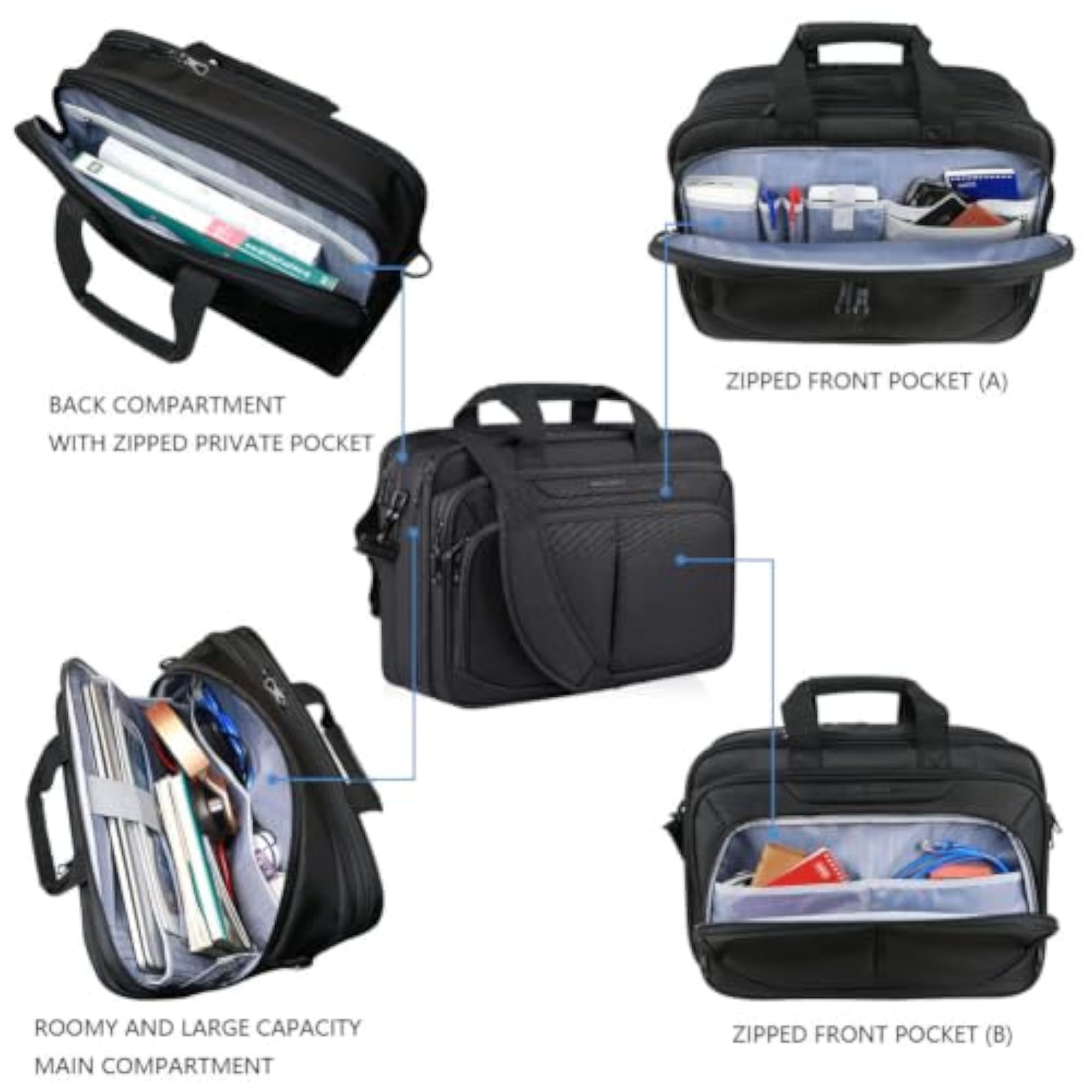 Laptop Bag for 15.6"-17" Water-Repellent Expandable Briefcase