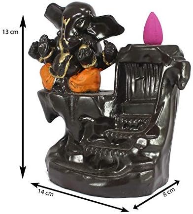 Western Eiderdown Presents Ganesha Smoke Scented Backflow Cone Incenses (7 cm X 7 cm X 12 cm, Orange) #Aport-246