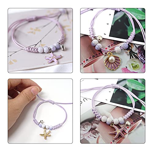 Honbay 2PCS Friend Ship Bracelets Adjustable Braided Bracelets Starfish Bracelet Seashells Bracelet Birthday Christmas Gift3
