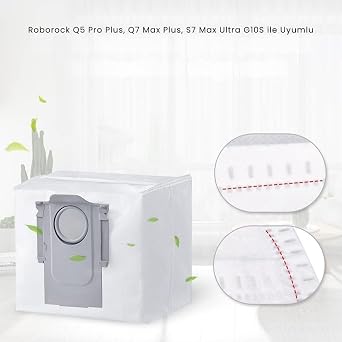 4-Piece Dust Bag Compatible with Roborock Robot Vacuum Cleaner, Compatible with Q5 Pro, Q7 Max Plus, Q8 Max, S8 Plus, Q Revo S