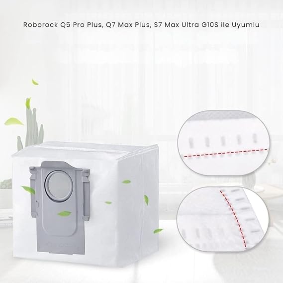 4-Piece Dust Bag Compatible with Roborock Robot Vacuum Cleaner, Compatible with Q5 Pro, Q7 Max Plus, Q8 Max, S8 Plus, Q Revo S