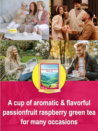Image of TeeLux Passion Fruit Raspberry Green Tea Bags, Aromatic & Refreshing, 100ct