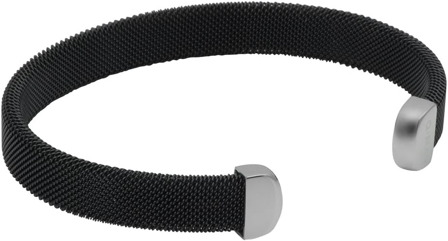 QRAY Midnight Black and White Stainless Steel Mesh Golf Athletic Bracelet