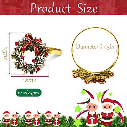 Legigo ZEEDIX-XMAS NAPKIN RINGS- WREATH AUGER Set Of 6 Christmas Wreath Napkin Rings Set- Metal Xmas Napkin Ring Holders For Cloth Napkins, Christmas Holiday Party Dinner Table Decoration thumb #1