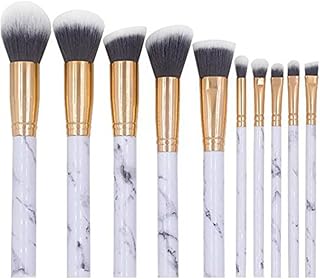 مجموعة فرش مكياج احترافية صناعية من كابوكي، كريم الأساس وكريم الوجه وبودرة الخدود والكونسيلر والايشادو ظلال العيون (رخامي، 10 قطع)