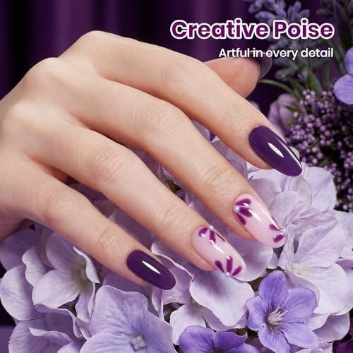Image of Beetles Purple Gel Polish - Royal Plum, 1pc 15ml Deep Purple Color Soak Off UV LED Gel Polish, Glossy Solid Nail Art, Elegant Dark Nails for All Season Party, Salon DIY Manicure