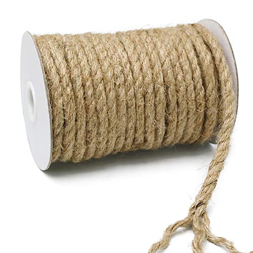 KINGLAKE - Cuerda de cáñamo de 8 mm de Grosor, Cuerda de Yute de jardín de 15 m, Cuerda Fuerte para Manualidades, para Envolver, decoración del hogar, jardinería