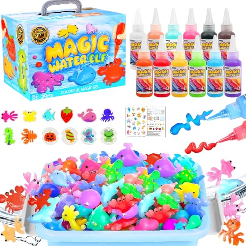 Pipihome Aqua Gelz Creative Set, Juguetes de Magic Water Elf 3D, Magic Agua Niños Juguetes Océano con 12 Geles Mágicos y 12 Moldes de Animales, Magic Water Elf Juguetes Educativos Niños