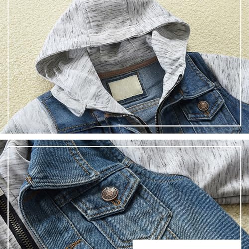 Denim Jacket for Kids Long Sleeve Zip Up Hoodie, Fall Winter Casual Stylish Slim Fit School Daily Wear Denim Coat2