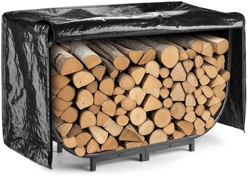 facka 40 Inch Firewood Rack Outdoor with Cover, Metal Wood Rack