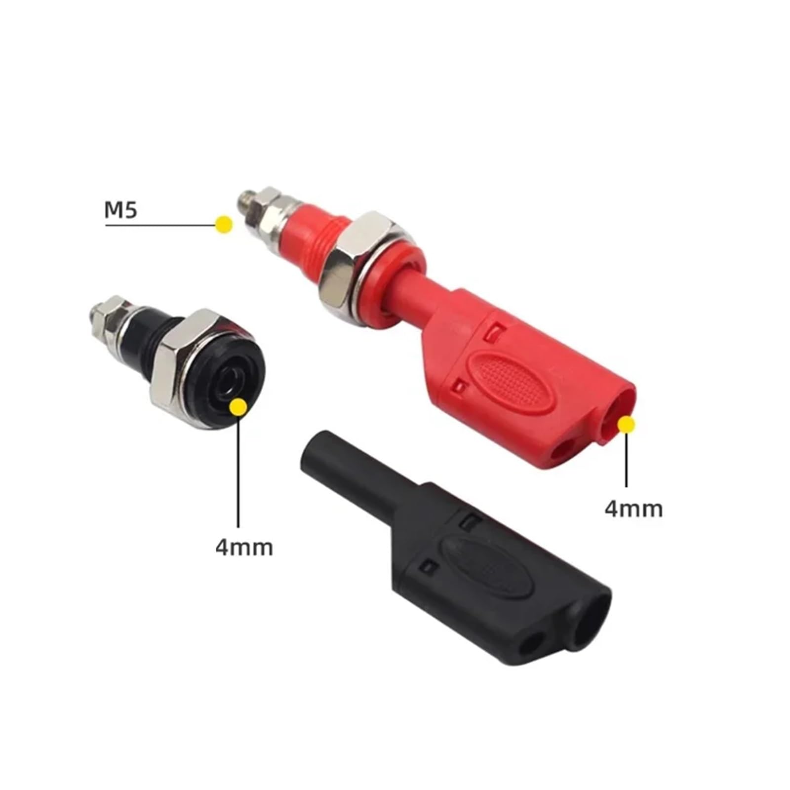 Lot de 20 fiches banane mâles rétractables de 4 mm - Connecteur à souder empilable - Noir et rouge