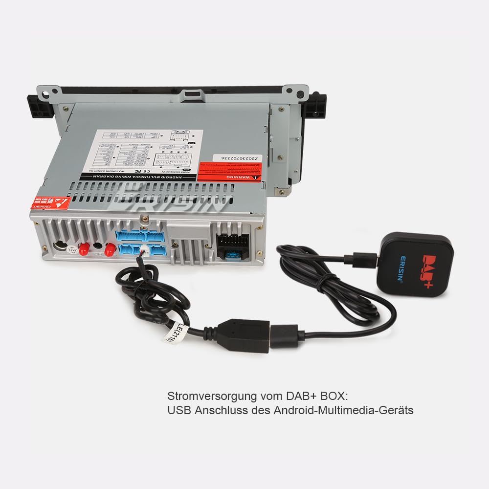 Erisin DAB Plus Ricevitore Radio Digitale Tuner Box con amplificatore MCX Antenna DAB per Android 8/9/10/11/12/13 o superiore autoradio Porta USB