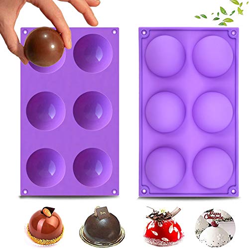 Hot Chocolate Bomb Mold Silicone Large Chocolate Sphere Mold Chocolate Ball Molds Silicone Hot Chocolate Bomb Molds 2.5" Round Chocolate Mold Semi Sphere Silicone Mold Chocolate Half Dome Mold 2 pcs