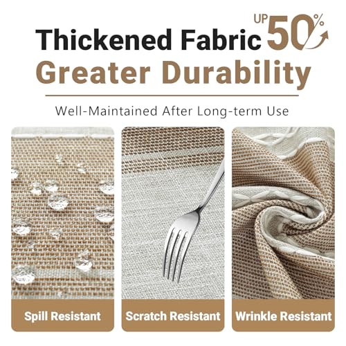 Laolitou-Cotton-Linen-Waterproof-Tablecloth-Rectangular-Coffee-Stripes-86-x-55-Farmhouse-Style-Tassel-Edge-Everyday-Use Laolitou Cotton Linen Waterproof Tablecloth Rectangular Coffee Stripes 86 x 55 Farmhouse Style Tassel Edge Everyday Use