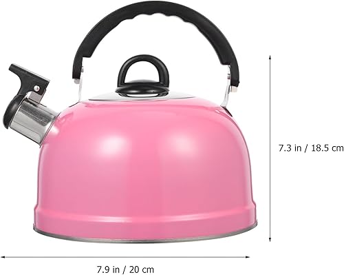 Miniatura 4 de Hervidor de té silbante de acero inoxidable para agua de ebullición rápida, mango ergonómico, diseño vintage, perfecto para el hogar y campamento,