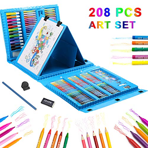 208 Pieces Art Set Kids Art Supplies Coloring Case Kit Painting & Drawing Sets for Teens Boys Girls Gifts Toys Age 4 5 6 7 8 9