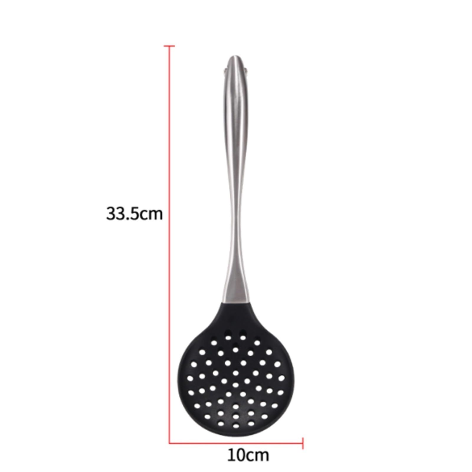 Sitko Silikonowy Durszlak Do Patelni Skimmer Uchwyt Ze Stali Nierdzewnej Do Patelni Z Powłoką Nieprzywierającą łyżka cedzakowa(Black)