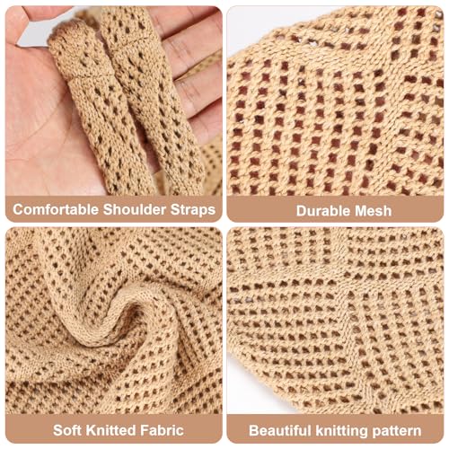 Sightor Crochet Tote Bag, Mesh Beach Bag Knit Summer Hobo Bag Vacation Boho Tote Bag for Women (Brown) by Sightor - Used condition - Image 5