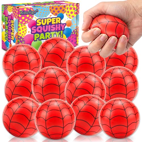 Image of 12 Pcs Stress Balls Party Favors 2.36 Inch Sensory Fidget Toys for Kids | Spider Themed Squeeze Balls for Birthday Party Classroom Prizes Supplies Goodie Bags Stuffers