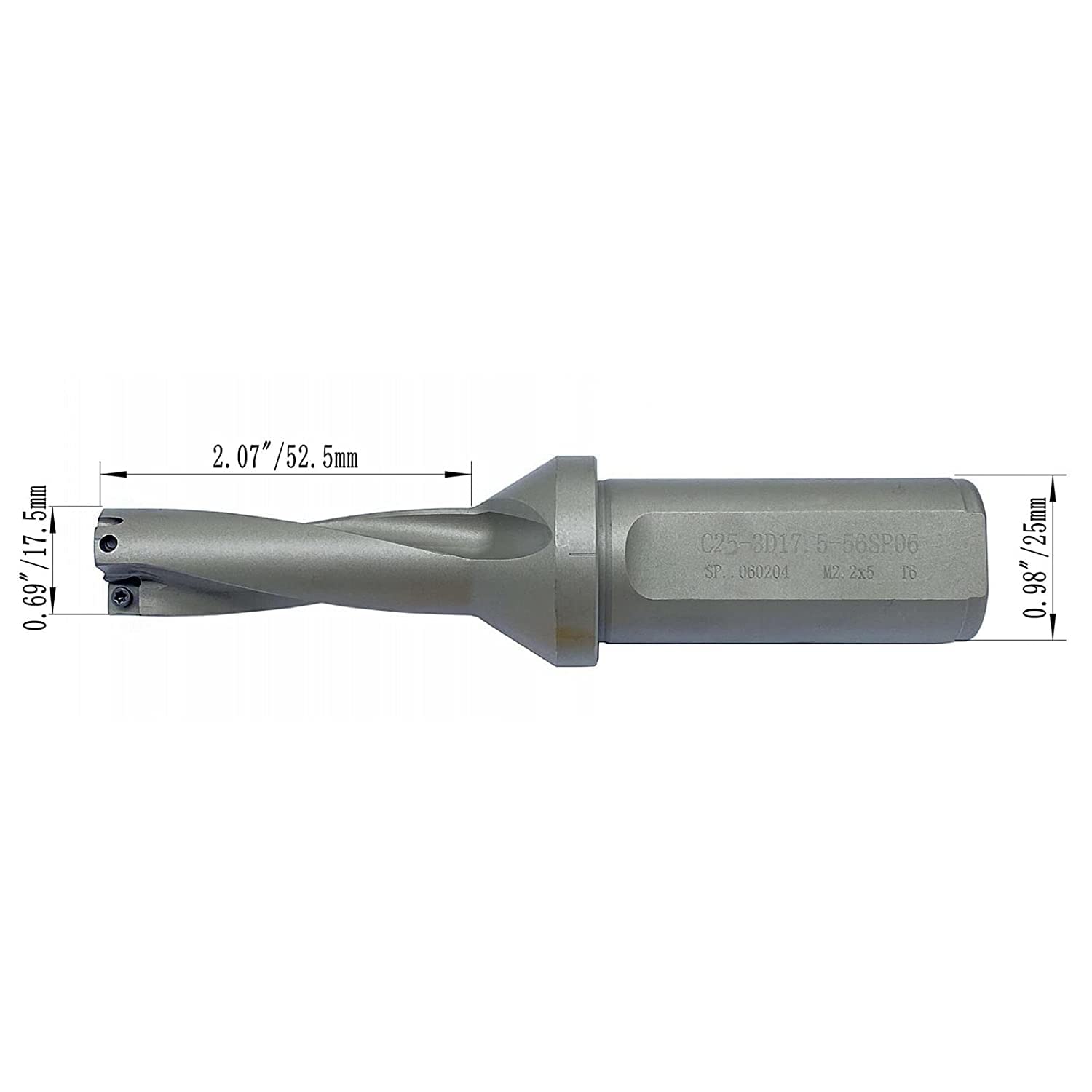 SPMG060204 Lot de 10 + 17,5-3D-C25-SP06 Série SP 3D Diamètre de la tige 25 mm Outil de tournage CNC pour perceuse en U rapide (SPMG060204+SP-17.5-3D-C25)