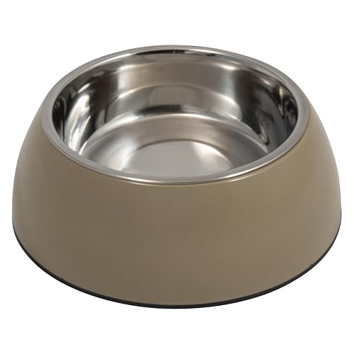 JACK AND VANILLA, Cuenco Elegante Antideslizante de Acero Inoxidable Topo para Perros y Gatos