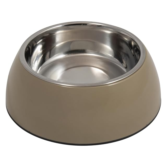 JACK AND VANILLA, Cuenco Elegante Antideslizante de Acero Inoxidable Topo para Perros y Gatos